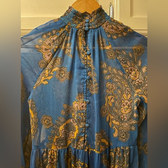 Free People Moonstruck Paisley Sheer Blue Mini Dress - Picture 8 of 9